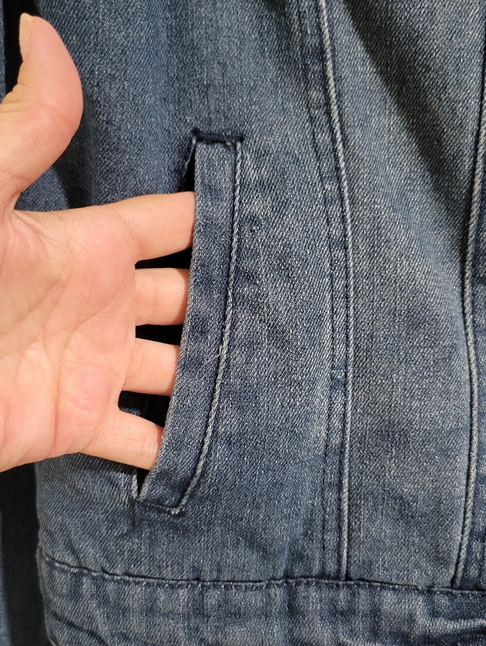 Joujou Premium Outerwear Blue Denim Faux Fur Lined Jacket Size L Retro Pockets - Picture 8 of 15